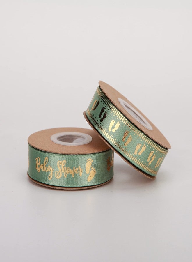 Meseey 20 Yards Baby Ribbon Foot Print Sage Green Ribbons for Crafts Cake Baby Shower Birthday,Gift Wrapping, Party Decoration (sage Green) - Image 3